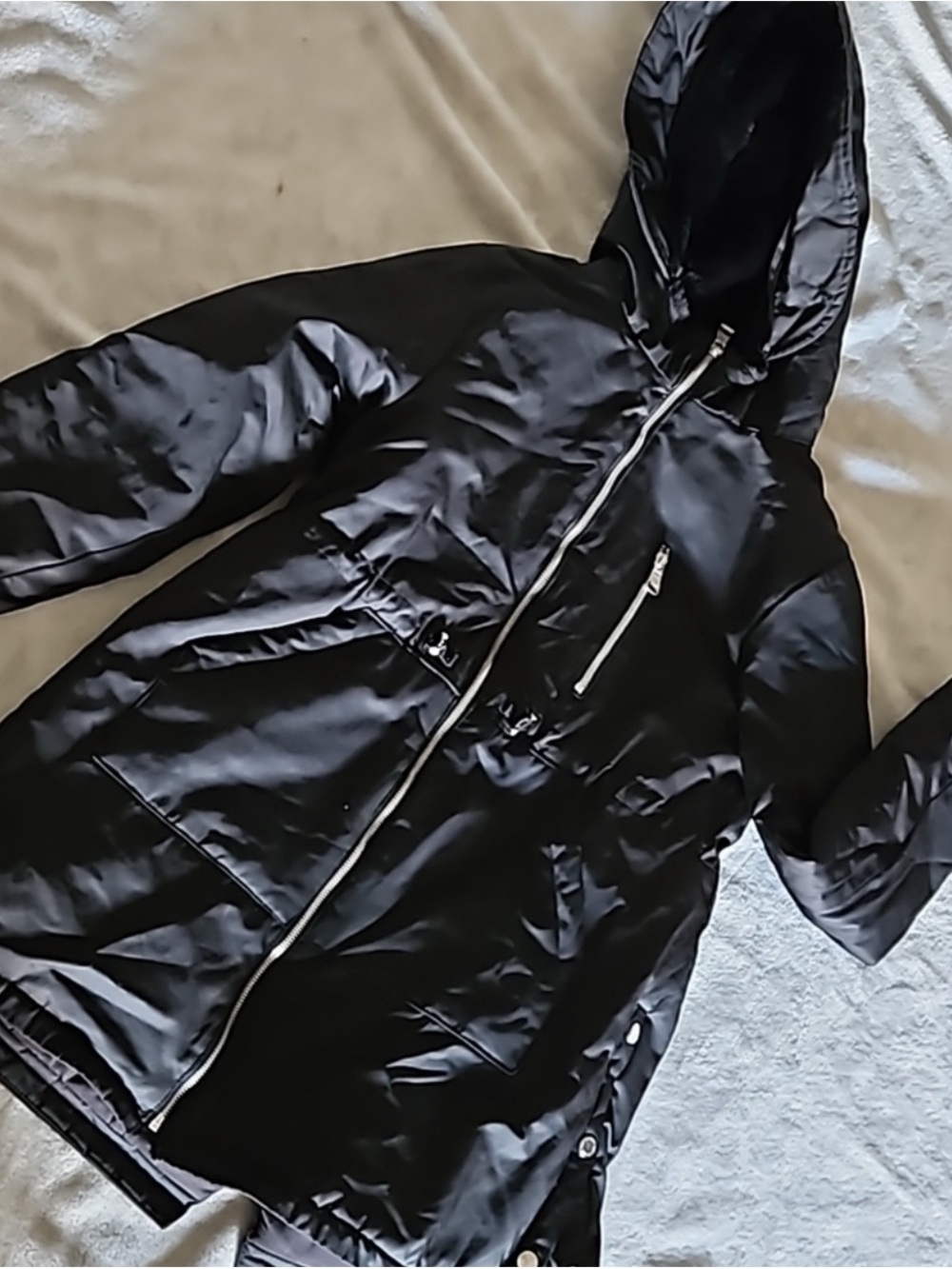 Zara Black Hooded warm coat size 13-14 READ